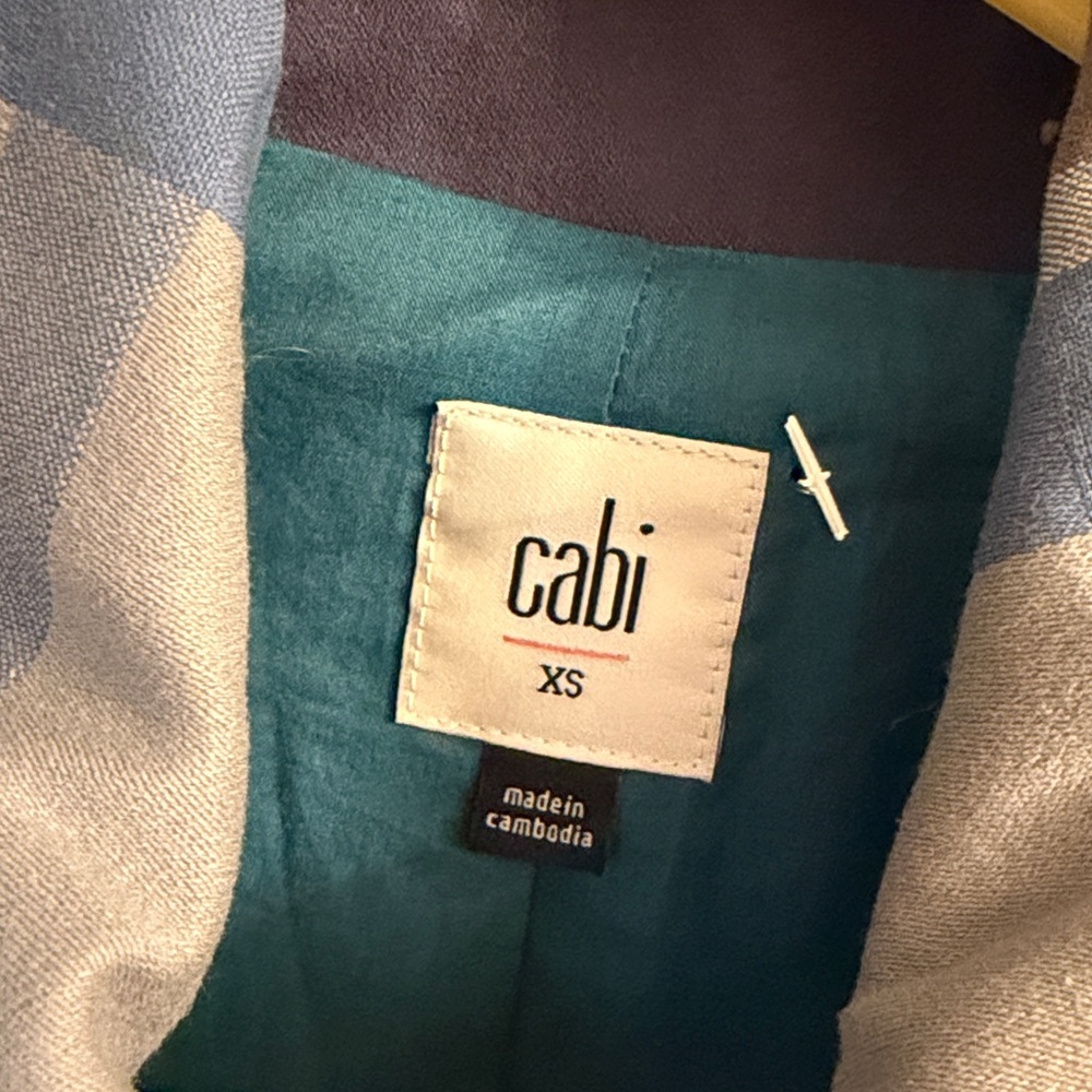 Cabi Women Highclere Trench Coat Size XS blue green plaid - Picture 3 of 6